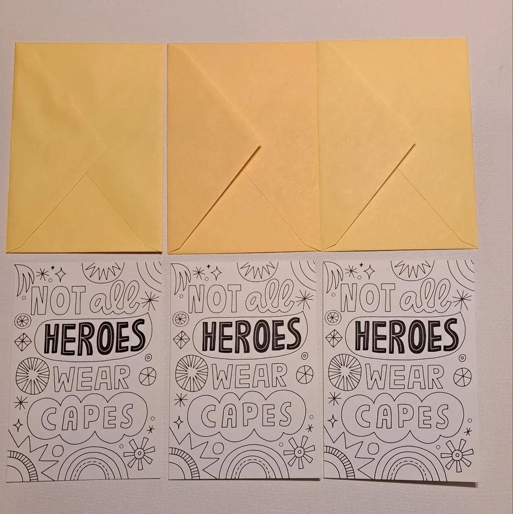 4/$15 🌻 Set Of 3 Hallmark Crayola Inspirational Coloring Cards Yellow Envelopes